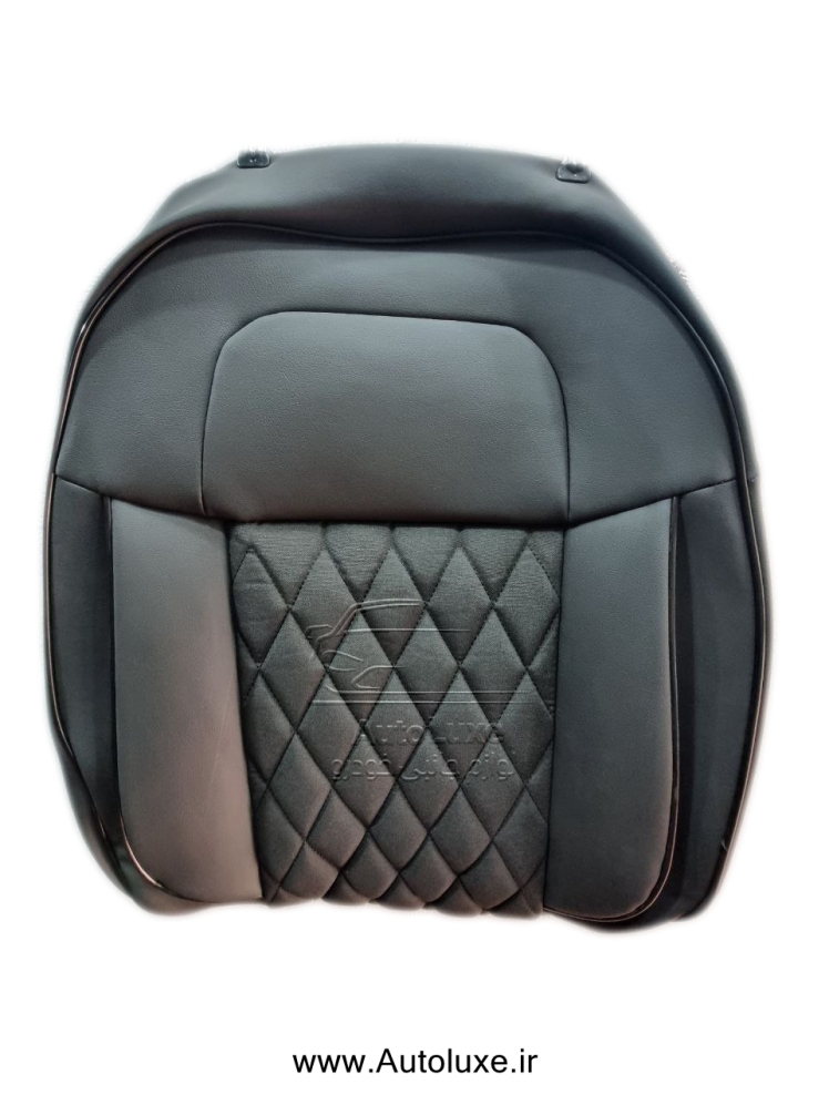 روکش صندلی تارا چرم و پارچه گلدوزی مشکی نوار ورنی مدل Vip