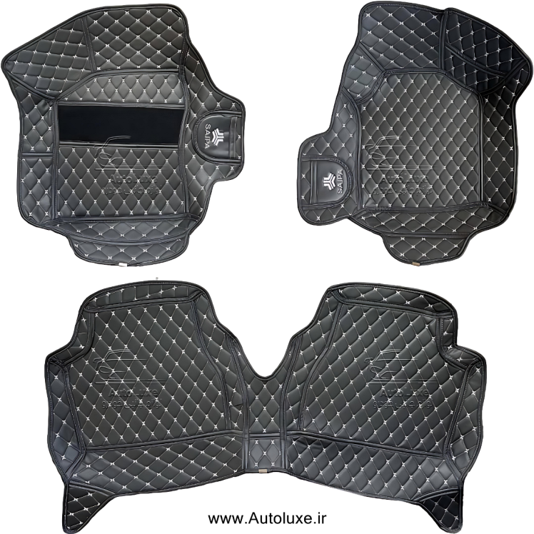 کفپوش پنج بعدی گلدوزی سفید اطلس