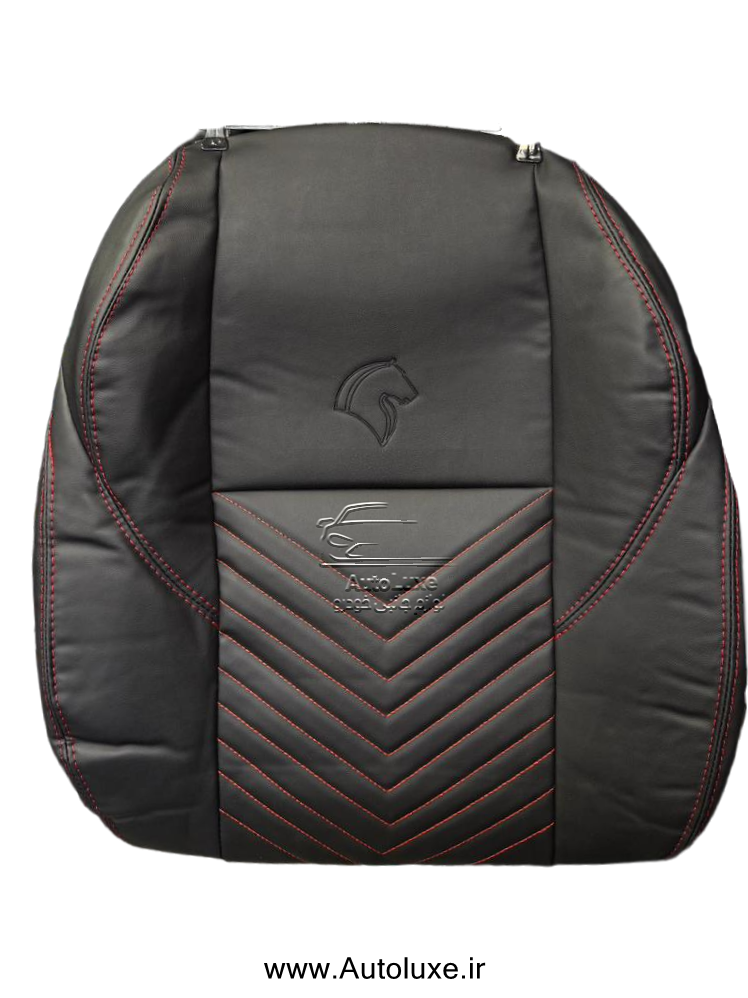 روکش صندلی ریرا (ری را) تمام چرم وسط vip رنگ مشکی دوخت قرمز
