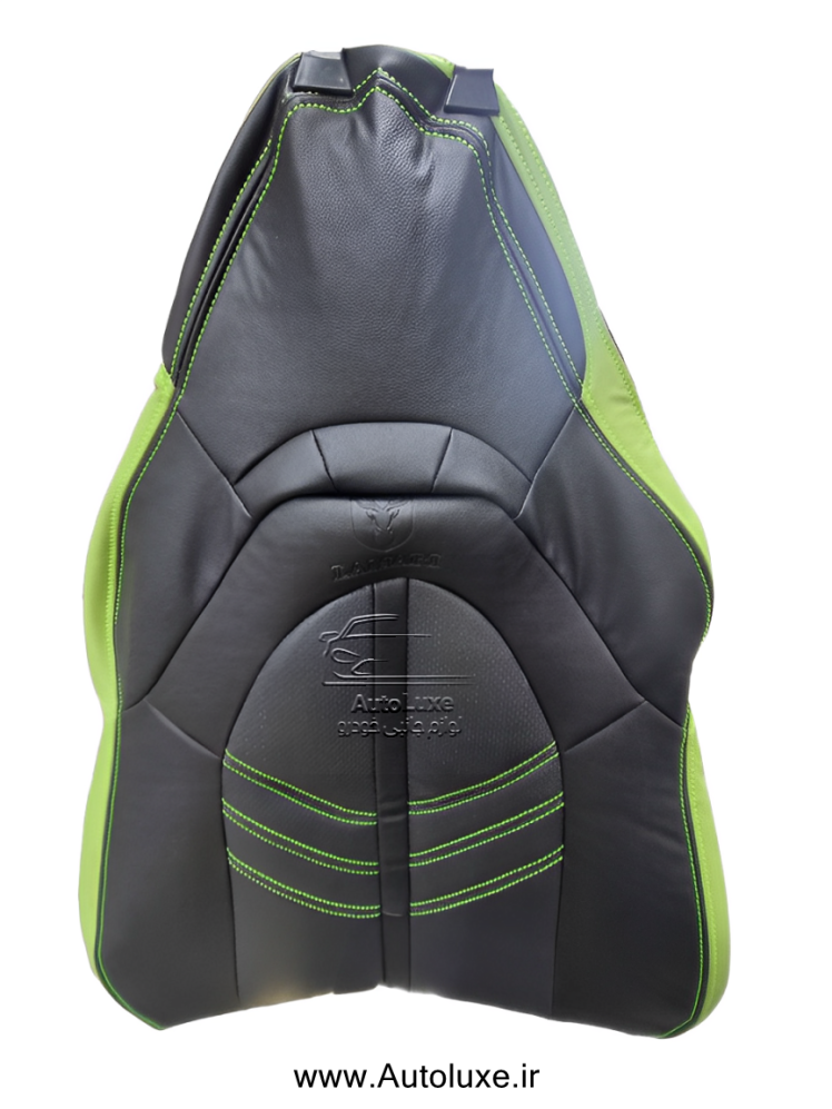 روکش صندلی لاماری هیبرید تمام چرم مشکی نوار سبز
