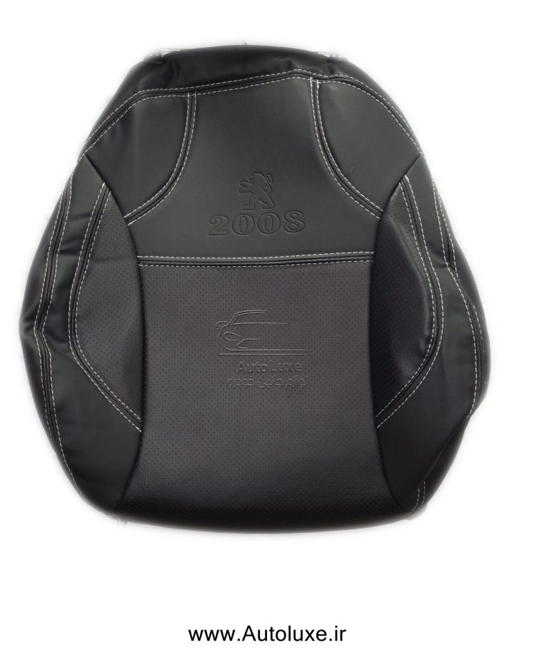 روکش صندلی پژو 2008 تمام چرم مشکی دوخت سفید