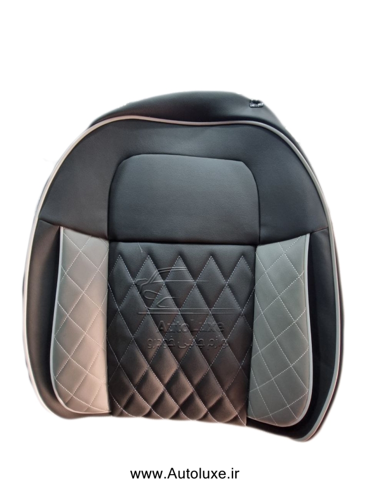 روکش صندلی تارا چرم مشکی طوسی گلدوزی مدل Vip
