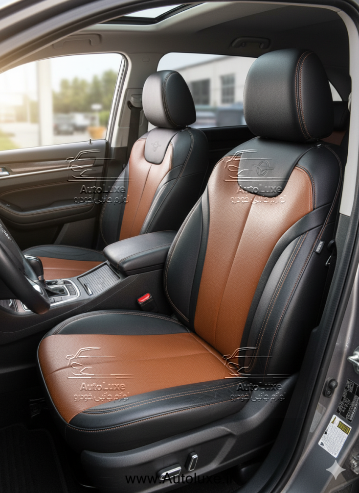 روکش صندلی هایما 7X تمام چرم مشکی وسط مارون