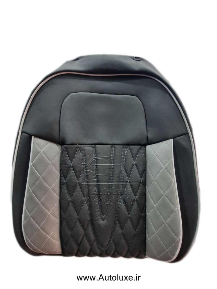 روکش صندلی تارا چرم مشکی طوسی وسط پارچه مشکی مدل Vip